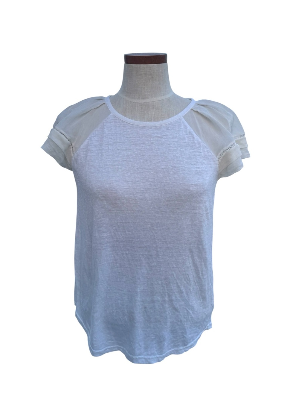 Rebecca Taylor White Puff-Sleeve Raglan Tee Size S